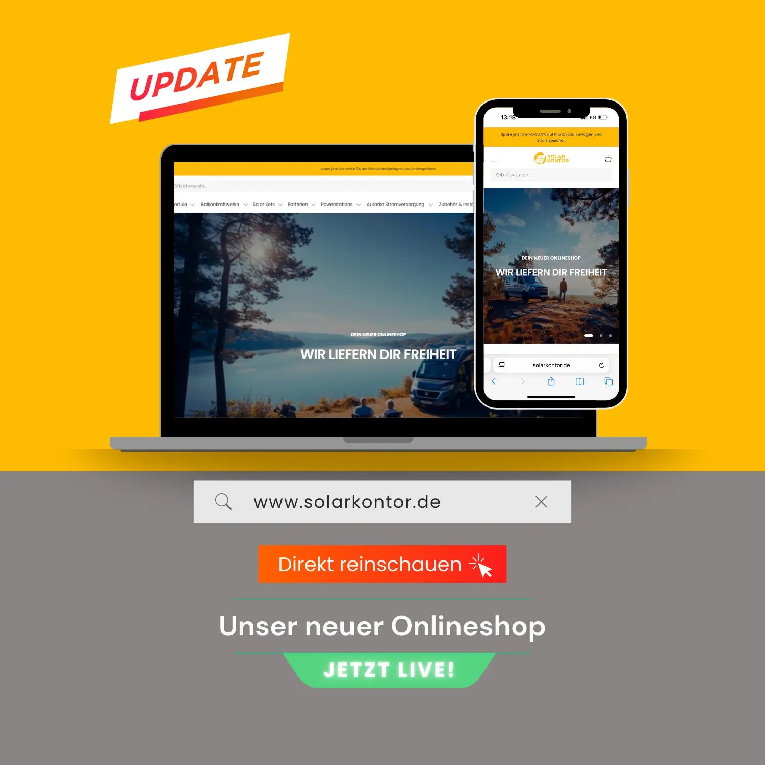 Willkommen im neuen SOLARKONTOR-Onlineshop: schneller, moderner & sicherer