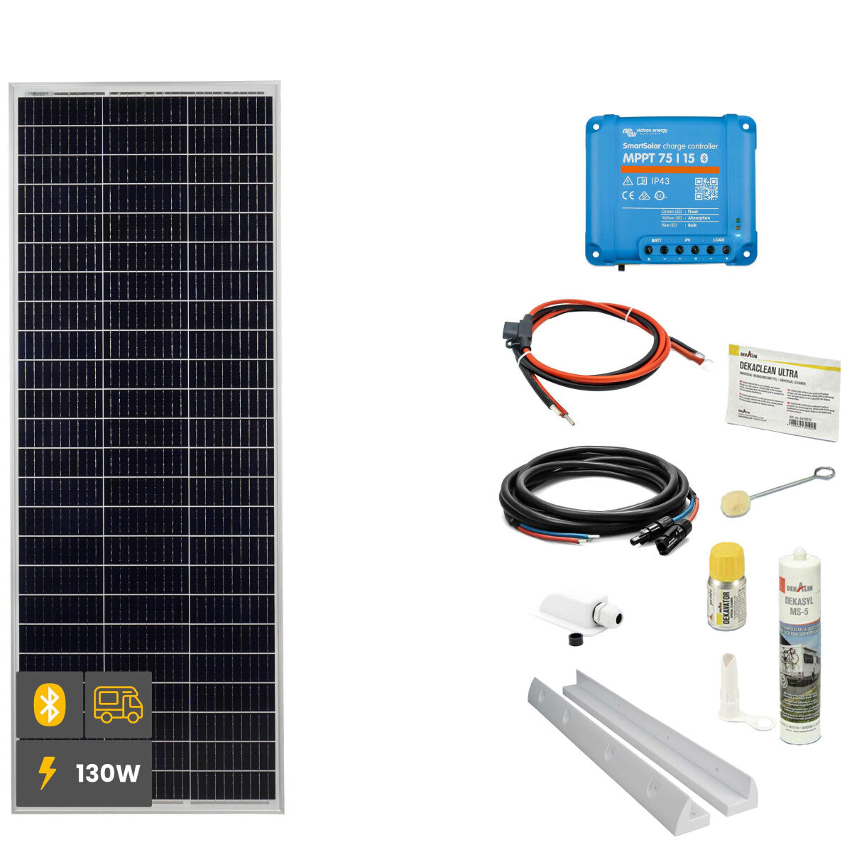 130 W SOLA Frame Mono Wohnmobil Komplettset weiß