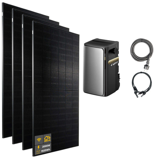 2000 W EcoFlow STREAM Ultra Balkonkraftwerk | Set mit Mikrowechselrichter und 4x 500 W DAH bifacial Solarmodul ohne Halterung und 1,92 kWh Speicher