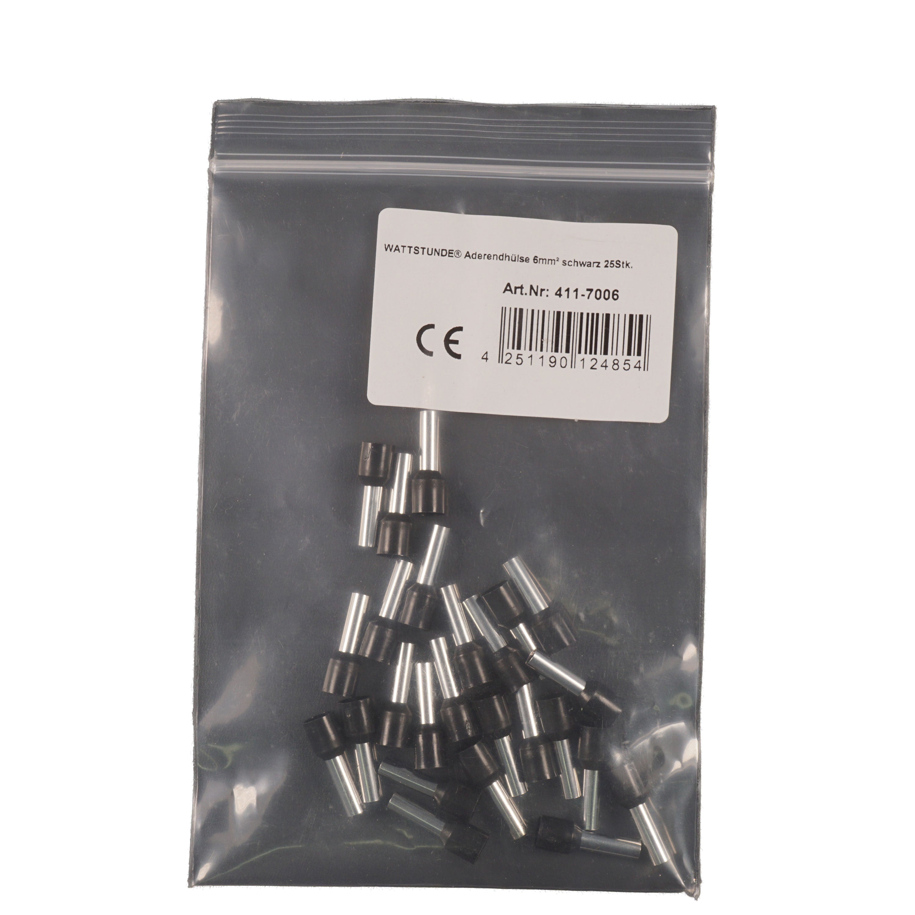 WATTSTUNDE® Aderendhülse 6 mm² schwarz 25 Stk.