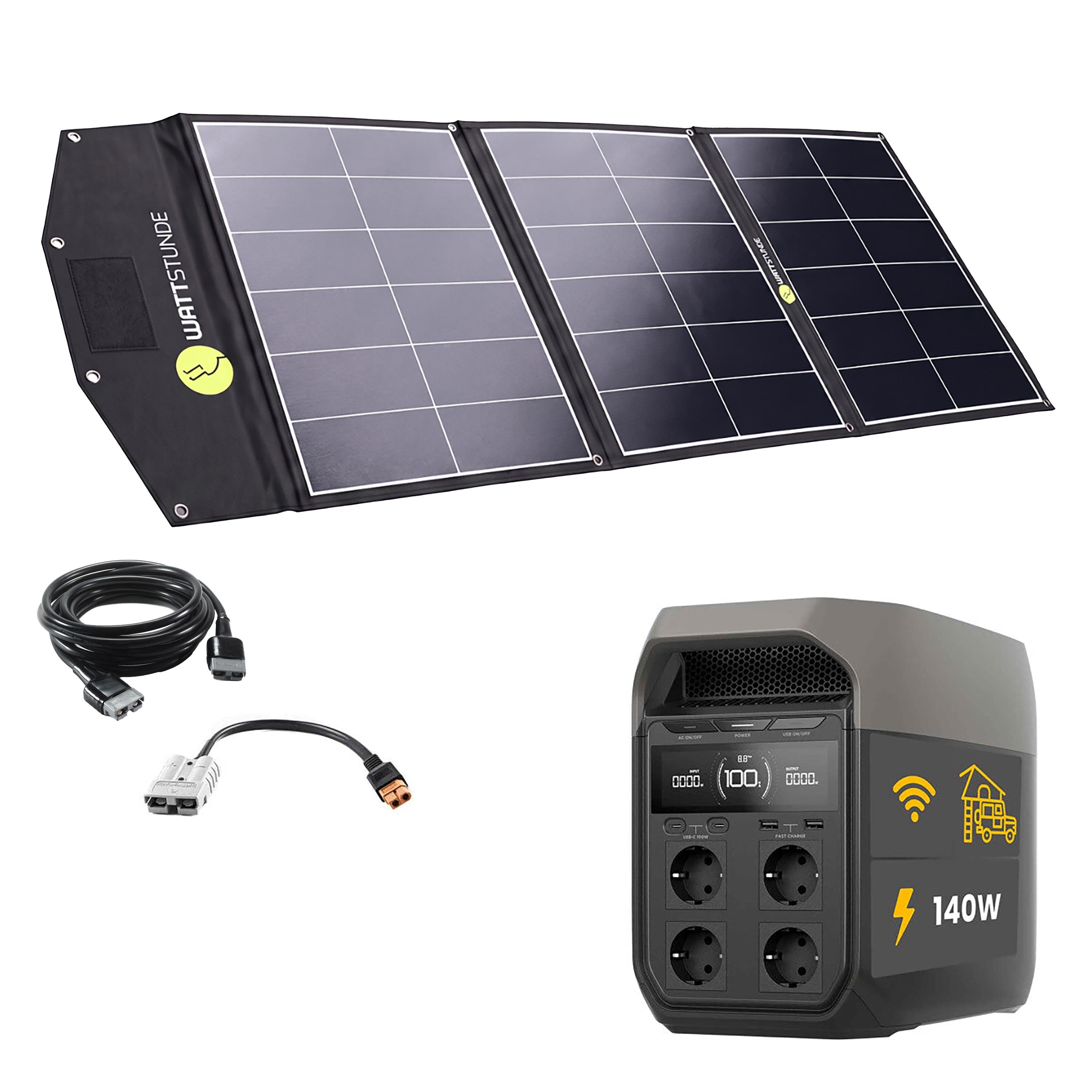 EcoFlow DELTA 3 Powerstation Bundle mit WATTSTUNDE SOLA Ease+ 140W SunFolder Solartasche
