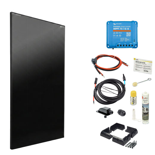 WATTSTUNDE® SOLA Frame Shadow 220 W Komplettset in schwarz mit Laderegler zum direkten Einbau