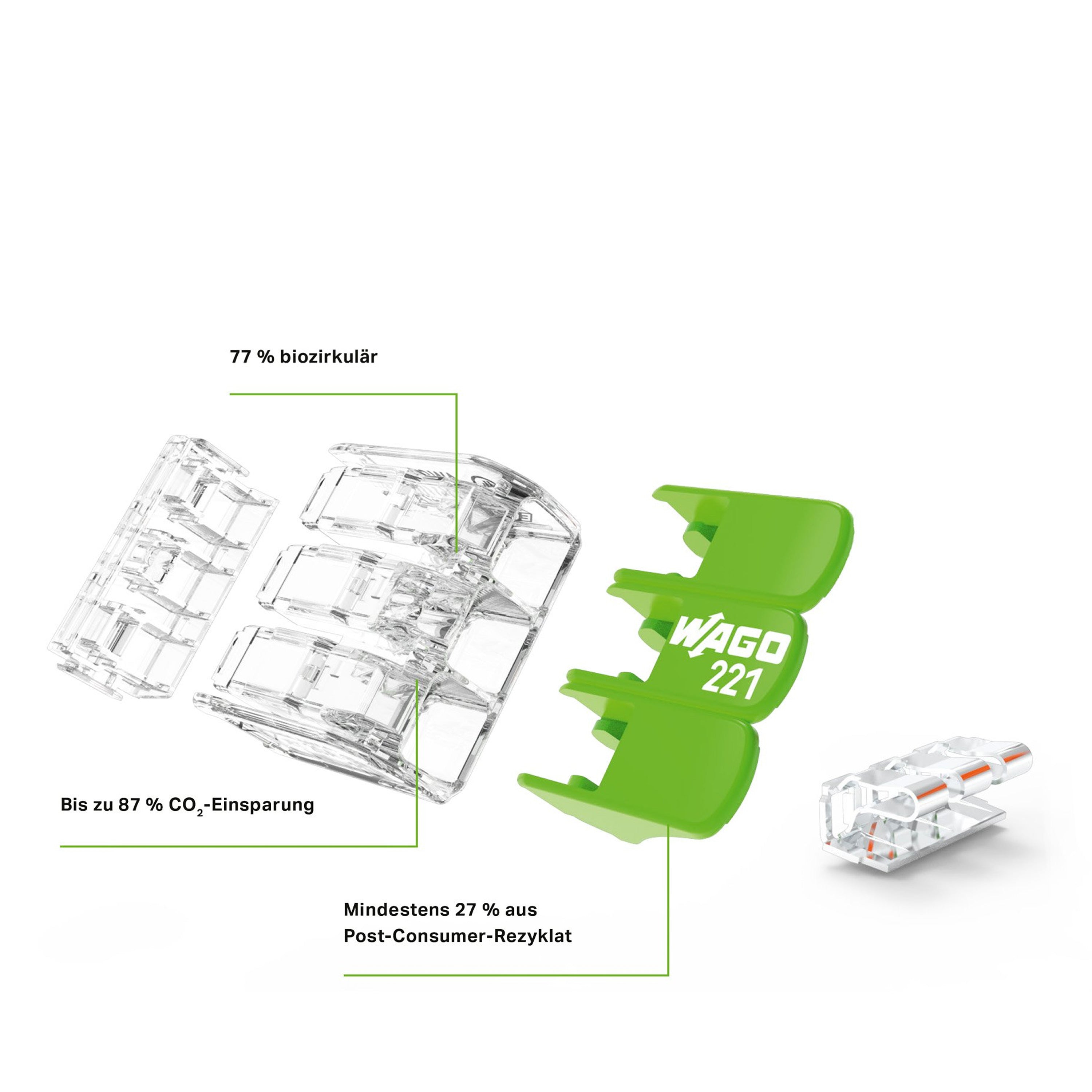 WAGO Verbindungsklemme Green Range flexibel bis 4mm² - 221-423