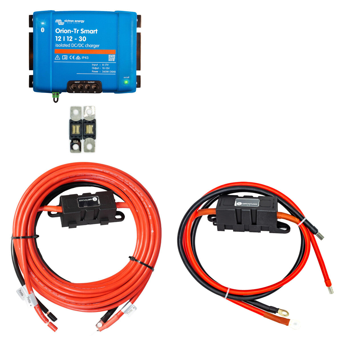 Ladebooster Set mit Victron Orion-Tr Smart 12/12-30 und Anschlusskabel für Start und Boardbatterie 7 m