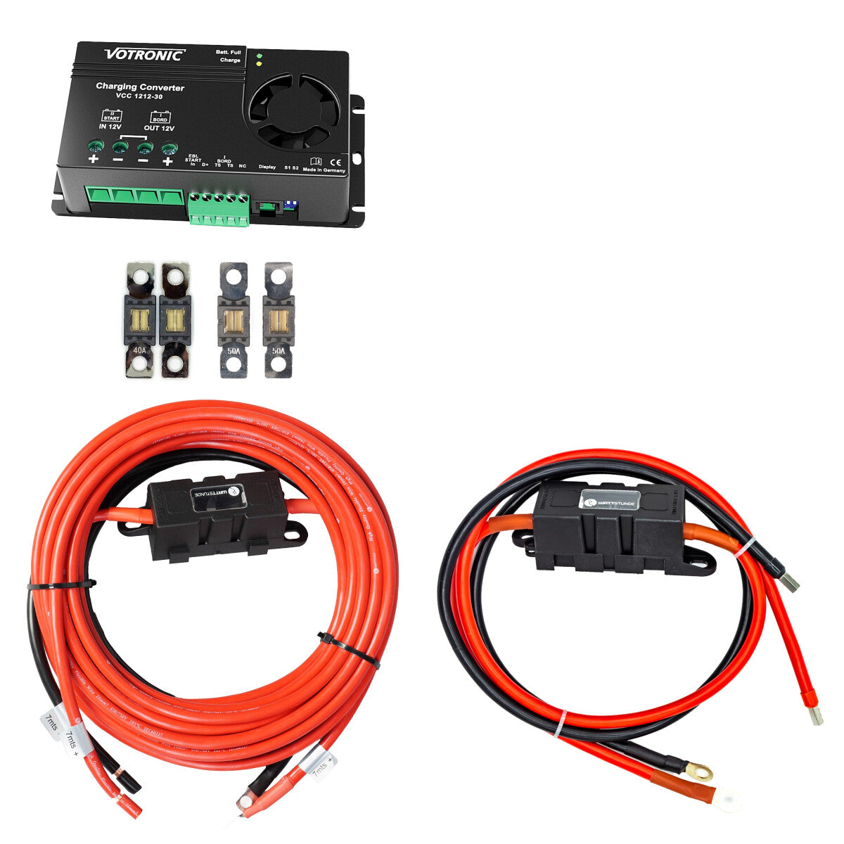 Ladebooster Set mit Votronic 1212-30 und Anschlusskabel für Start und Boardbatterie 7 m