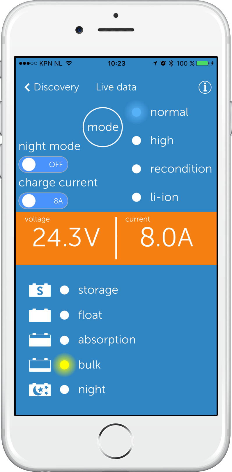 Victron Blue Smart IP22 Batterieladegerät Bluetooth 24/8 1 Ausgang
