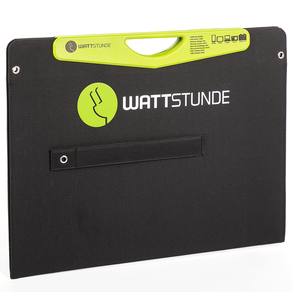 WATTSTUNDE® 100 W SolarBuddy Solartasche WS100SB direkt mit USB Anschluss