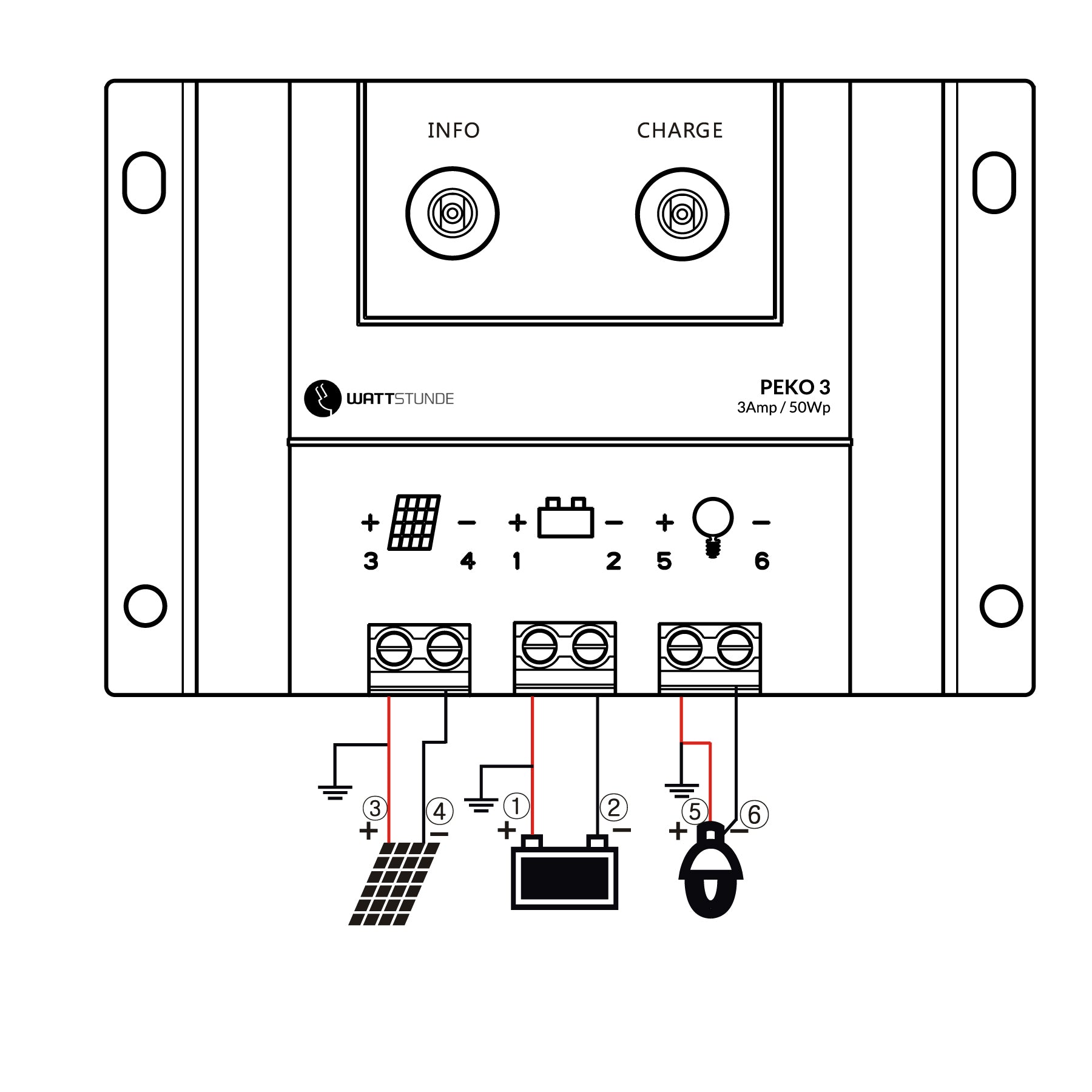 WATTSTUNDE® PEKO 03 Solar Laderegler 3 A