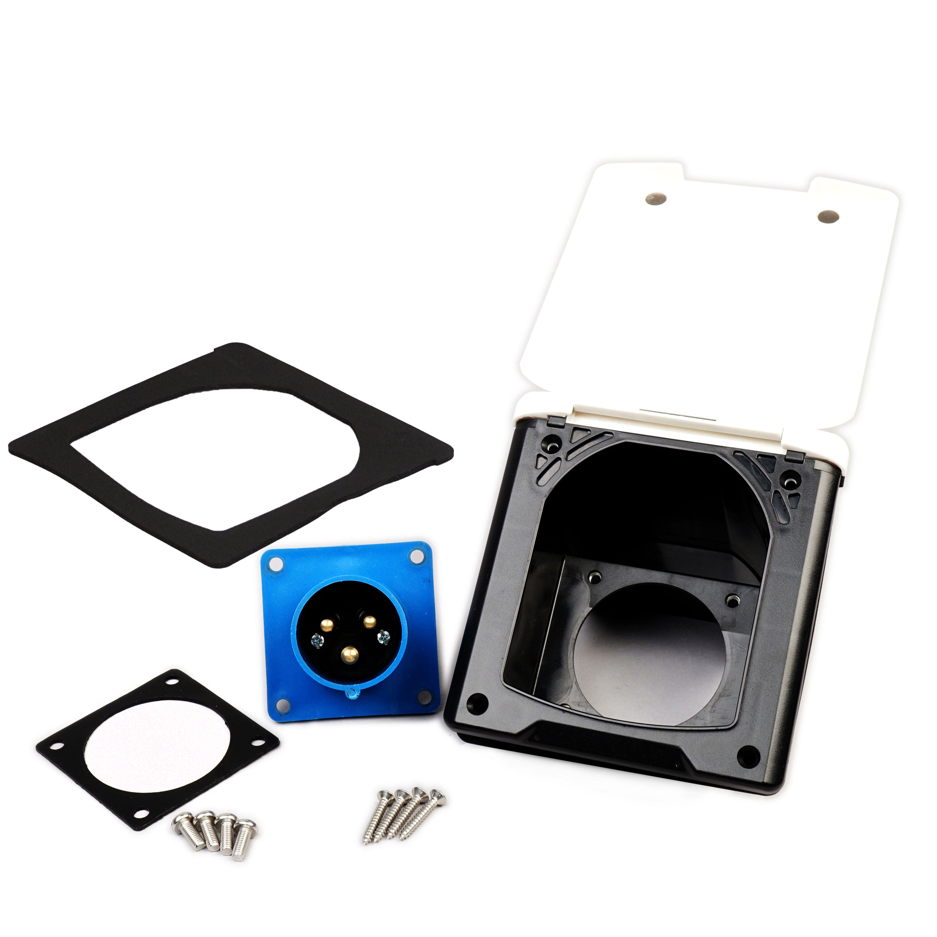 WATTSTUNDE® CEE-Einbausteckdose Weiß mit Magnetklappe, 16 A