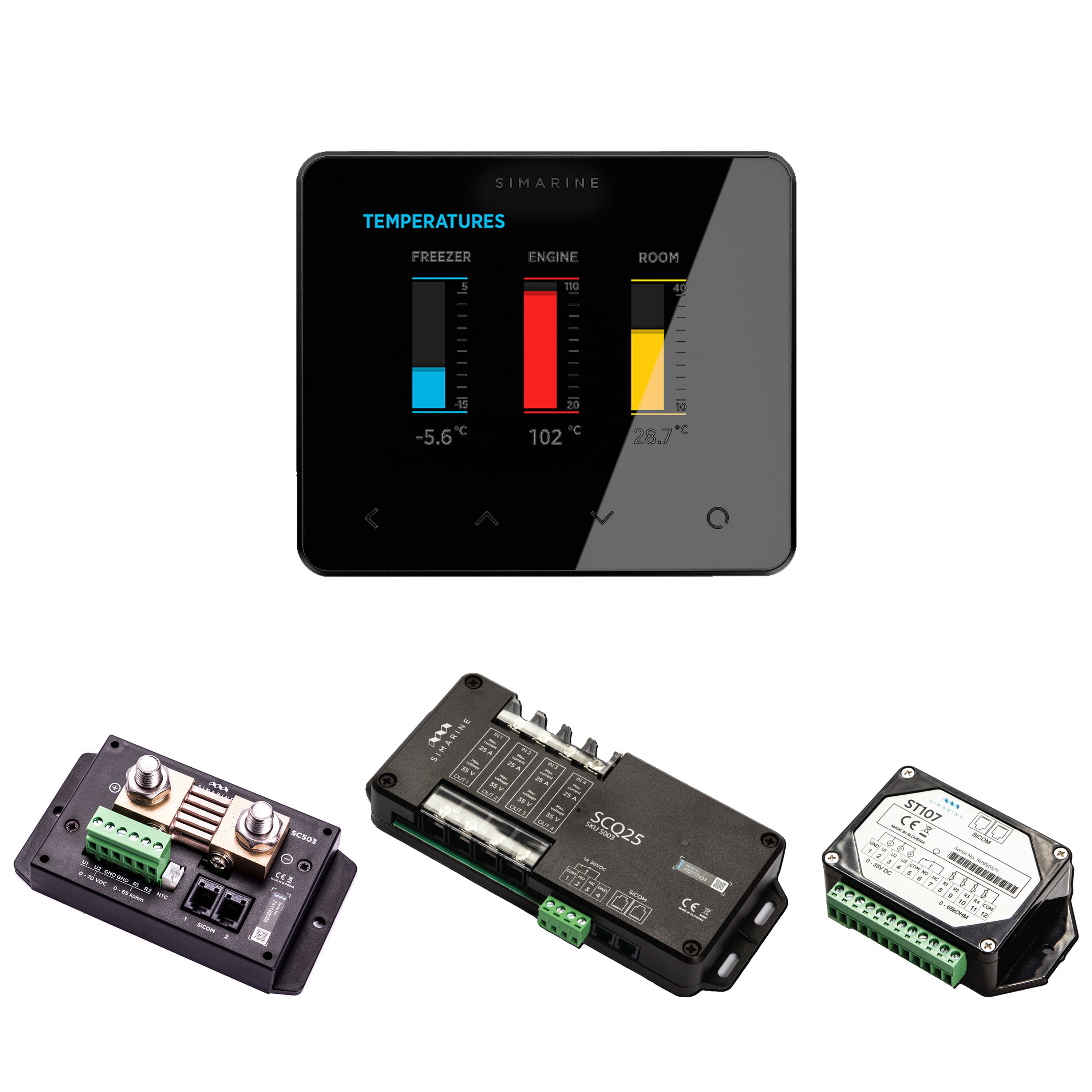 Simarine PICO Blue Set Rev2 - Batteriemonitor, Tankelektrode und 2 x Shunt Schwarz-ohne Einbaurahmen