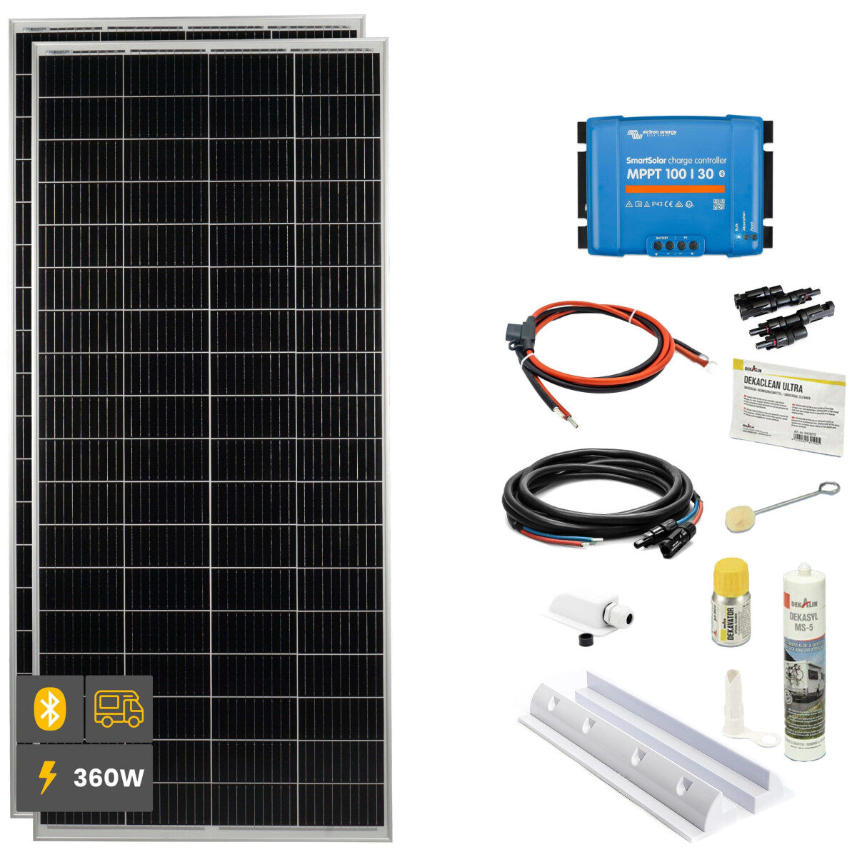 360 W SOLA Frame Mono HV Wohnmobil Komplettset weiß