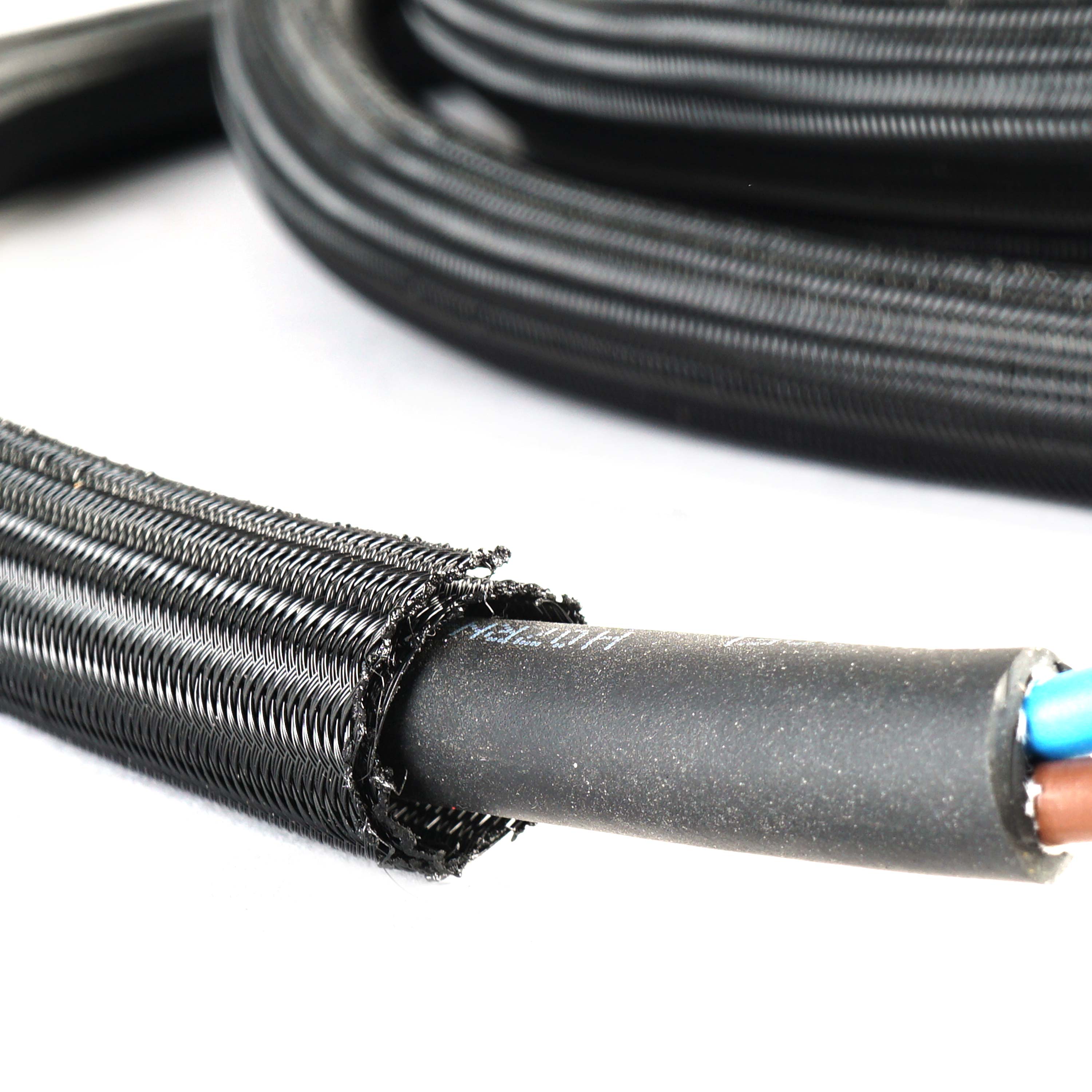 WATTSTUNDE® Geflechtsschlauch offen 13 mm schwarz 5 Meter