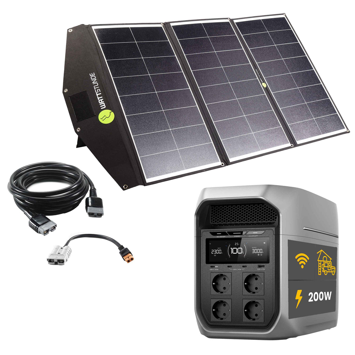EcoFlow DELTA 3 Max Plus Powerstation Bundle mit WATTSTUNDE® SOLA Ease+ 200 Wp SunFolder Solartasche