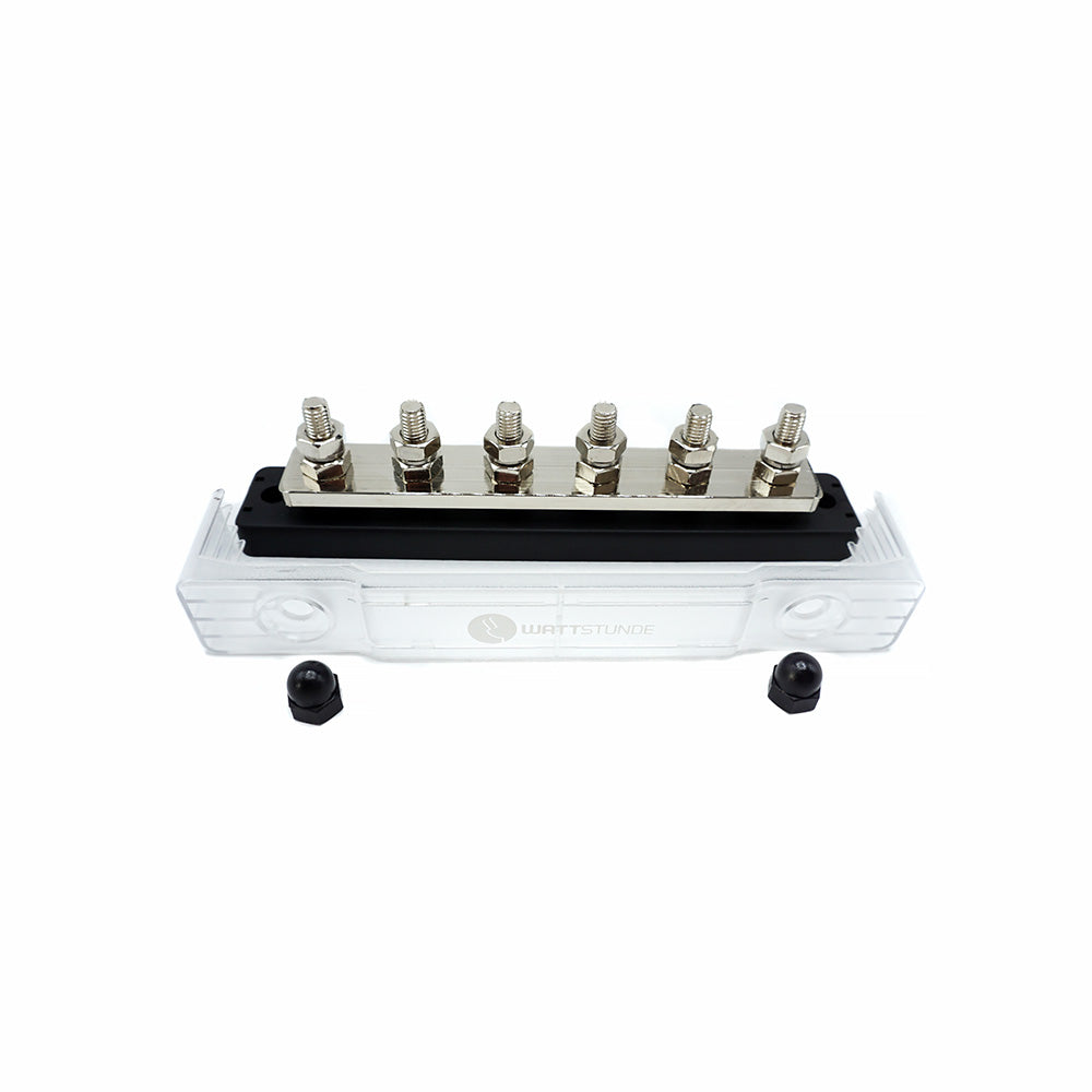 WATTSTUNDE® Busbar 6xM8 150 A / 70 V schwarz