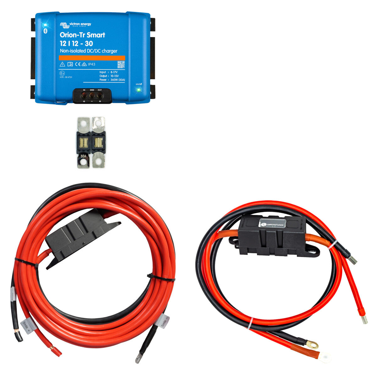 Ladebooster Set mit Victron Orion-Tr Smart 12/12-30 nicht isoliert und Anschlusskabel für Start und Boardbatterie 5 m