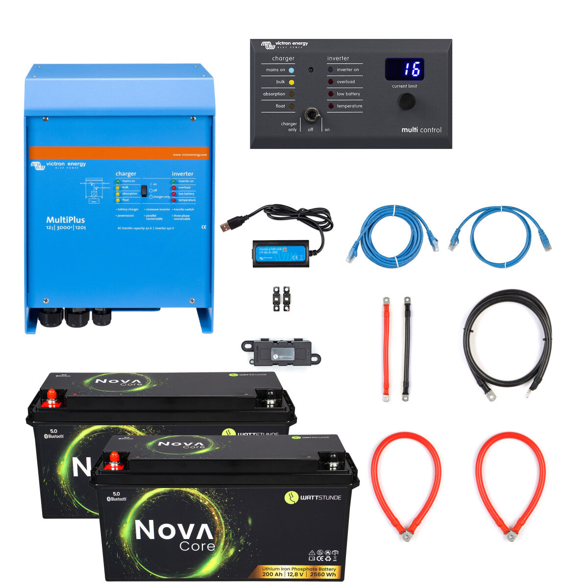WATTSTUNDE® Wohnmobil Power-Set 2400 W MultiPlus 12/3000 Plus
